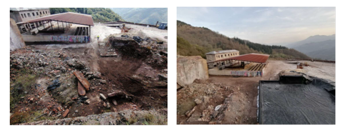 Figure: Initial situation and new treatment area for this waste of building demolition