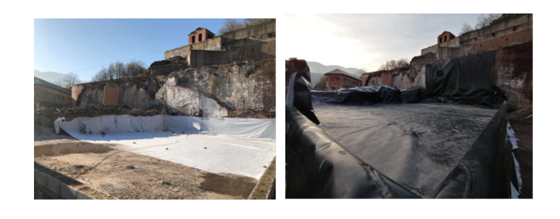 Figure: Geotextile material and impermeable sheet of PEAD material