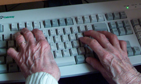 elderly woman at computer