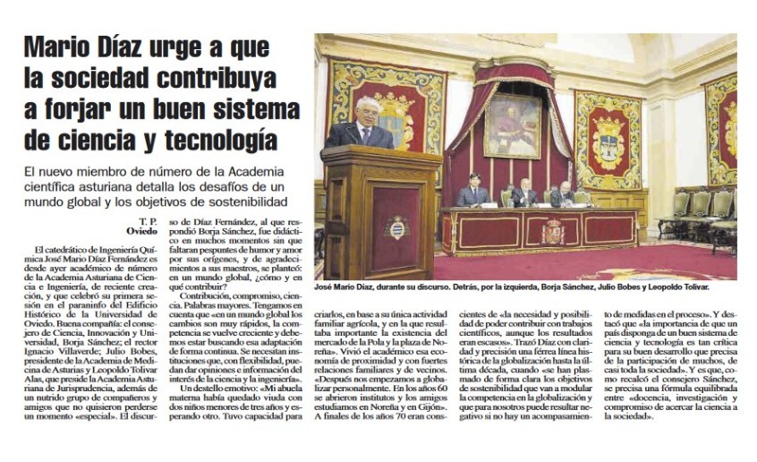 Excerpt from the newspaper La Nueva España