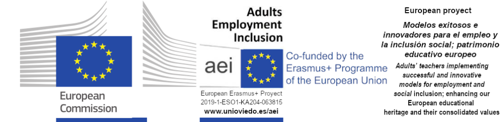 Logos de Comisión Europea y proyecto Erasmus+ aei