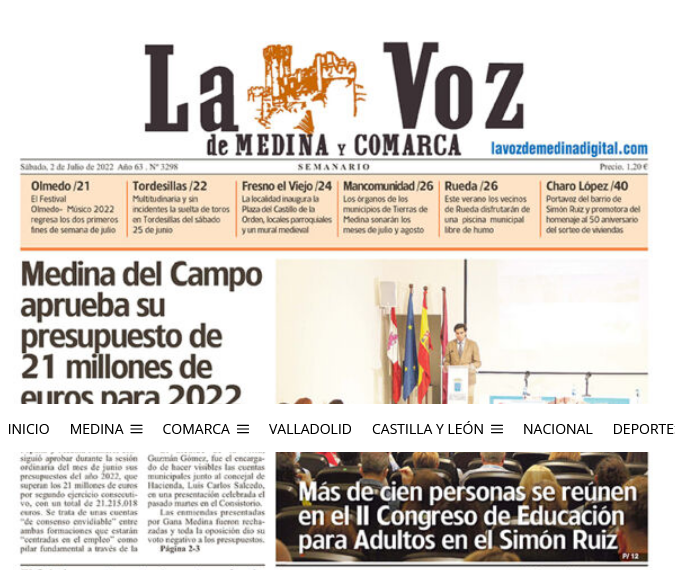 Portada de La Voz de Medina y Comarca