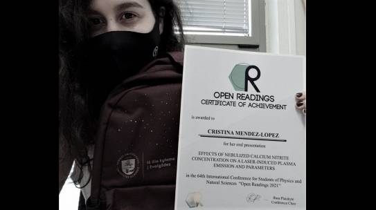 Cristina Méndez has received an award for her oral presentation at Open Readings 2021!