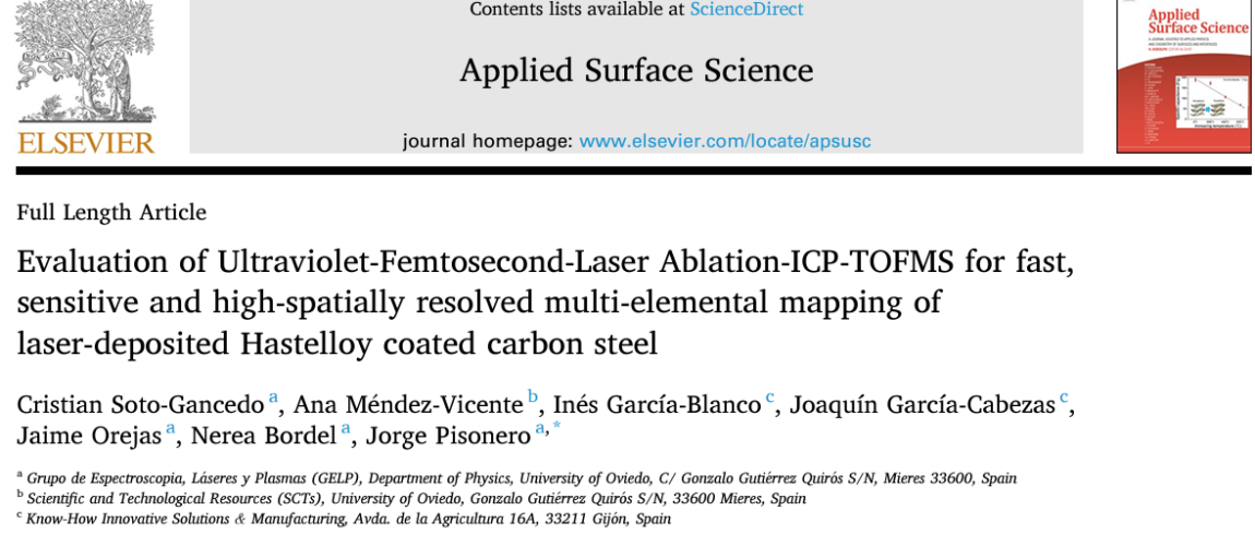 Cristian Soto has published a first-author paper in Applied Surface Science!