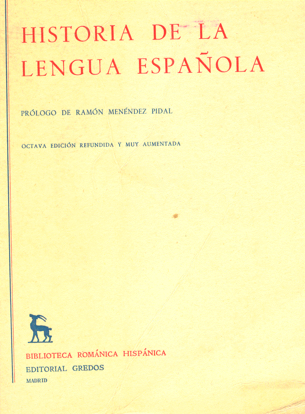 Portada del libro: Historia de la Lengua Española